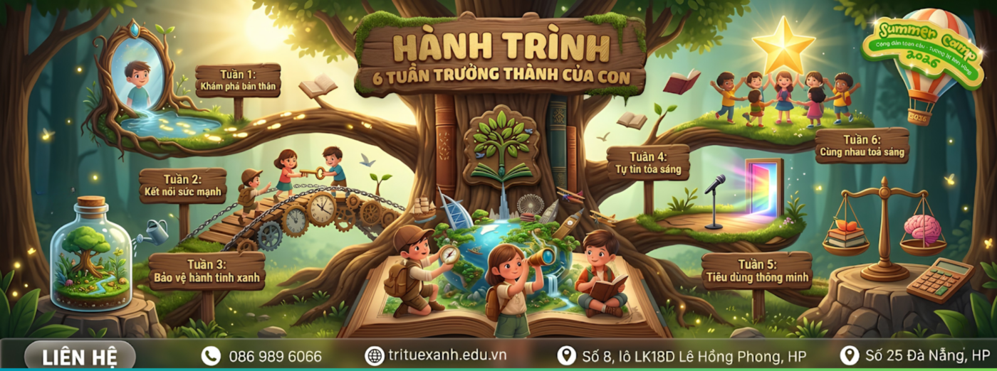 Trại hè bán trú 2026 tại Trung tâm BDKT Trí Tuệ Xanh